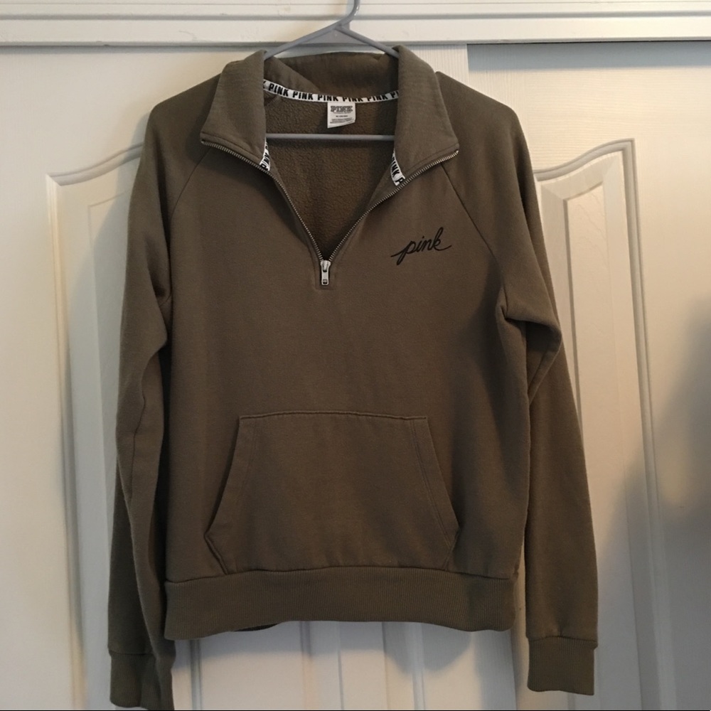 VS PINK Collared Army Green Sweater